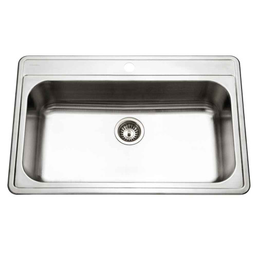 Houzer PGS-3122 Premier 33" Stainless Steel Drop-in Topmount Single Bowl Kitchen Sink with Strainer & Grid